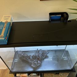 Almost New 30 Gallon Fish Tank with Water Filter And Accessories   