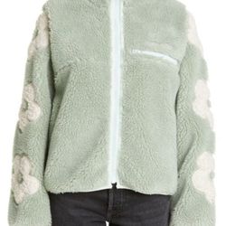 Sandy Liang Grass High Pile Fleece Full Zip Jacket 