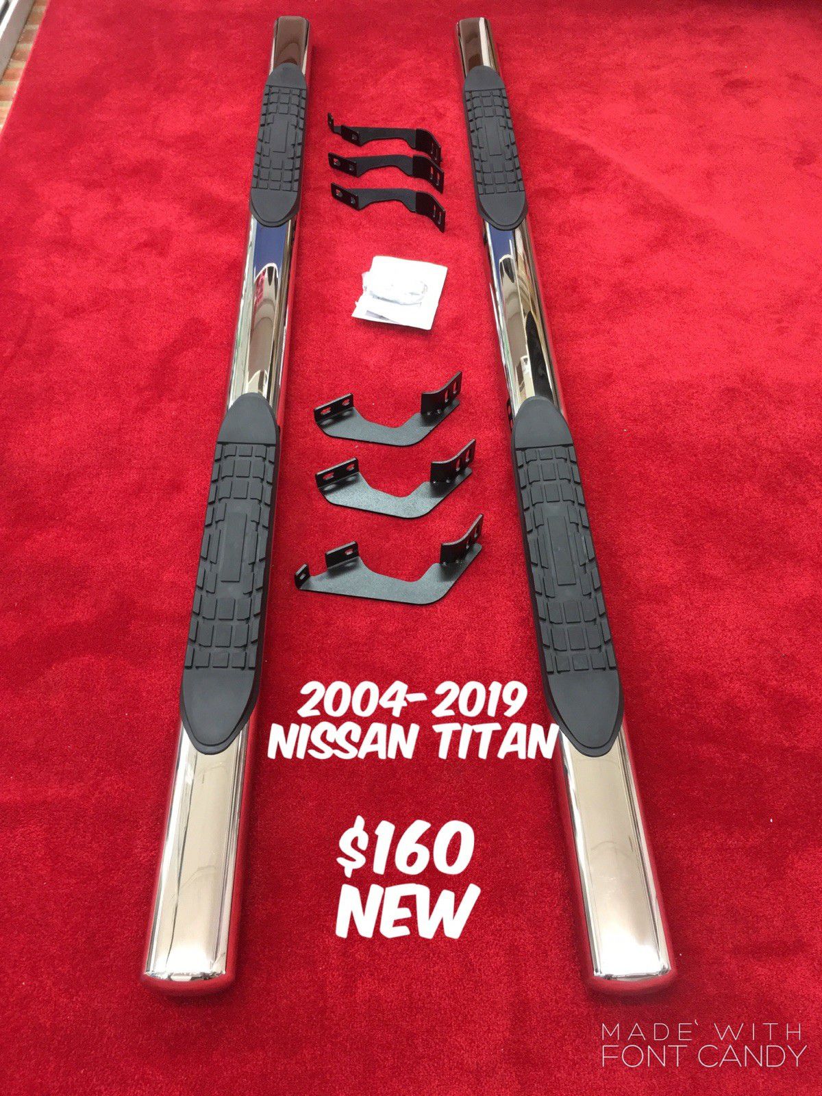 2004-2019 nissan titan running boards steps chrome nerf bars