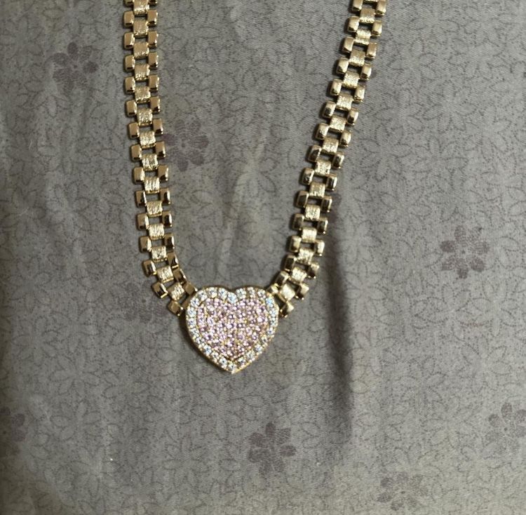 Rolex Chain With Heart Slider Pendant