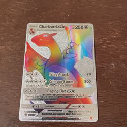 Pokémon Charzard Rainbow Silver Background 
