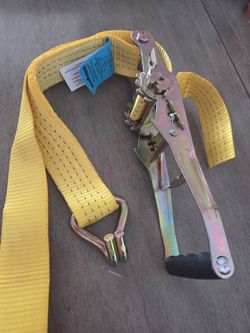 HD 2" x 26ft Commercial Cargo Ratcheting Safety Straps Yellow ( Amarres )