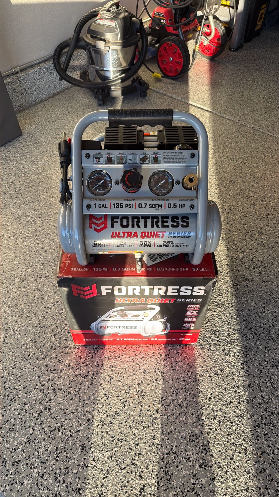 1 Gallon Fortress Ultra Quiet Series Air Compressor