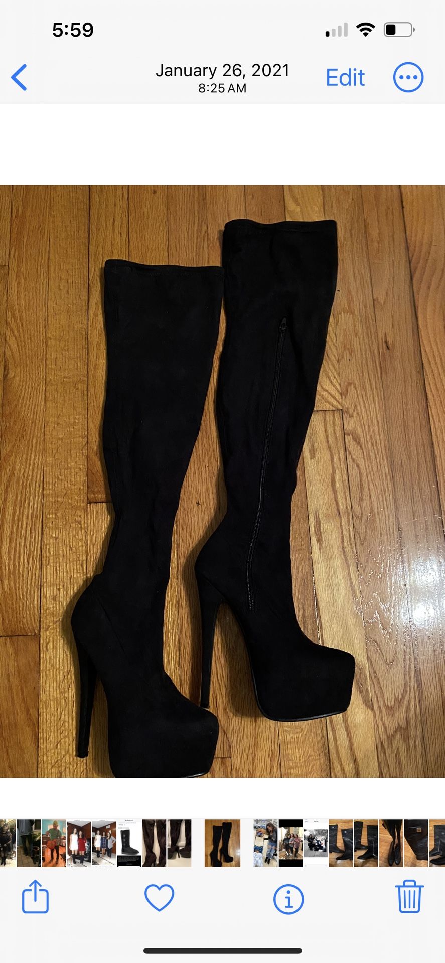 Suede Boots Sz6 Over Thigh High Like New Condition