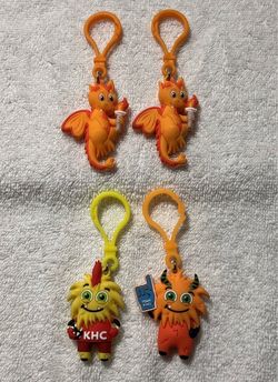 Kids American Heart Association Keychain Frankie Dragon Challenge Clip lot of 4