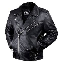 Padded leather motorcycle jacket