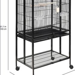 NEW Large Amazon basics Wrought Iron Bird Cage With Stand And Shelf