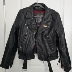 Flying Bikes Authentic Women's Leather Motorcycle Jacket Large