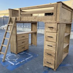 Full Size Loft Bed With Desk And Storage Drawers Underneath !