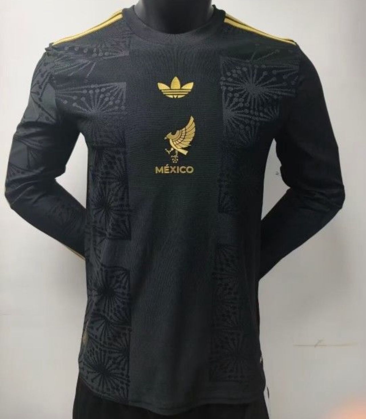 Soccer jersey Mexico black jersey long sleeve 2025 🇲🇽 player version and fan version Mexico de oro adults playera Negra fan version versión small