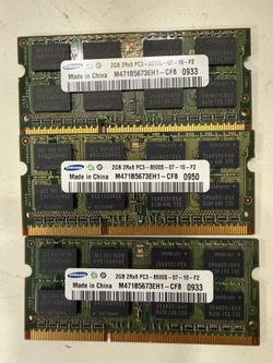 Samsung 2GB DDR3 Laptop RAM - Lot of 3 (6GB Total)