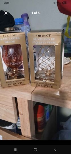 24K Gold Mouth Blown Glass Easter Decor Set