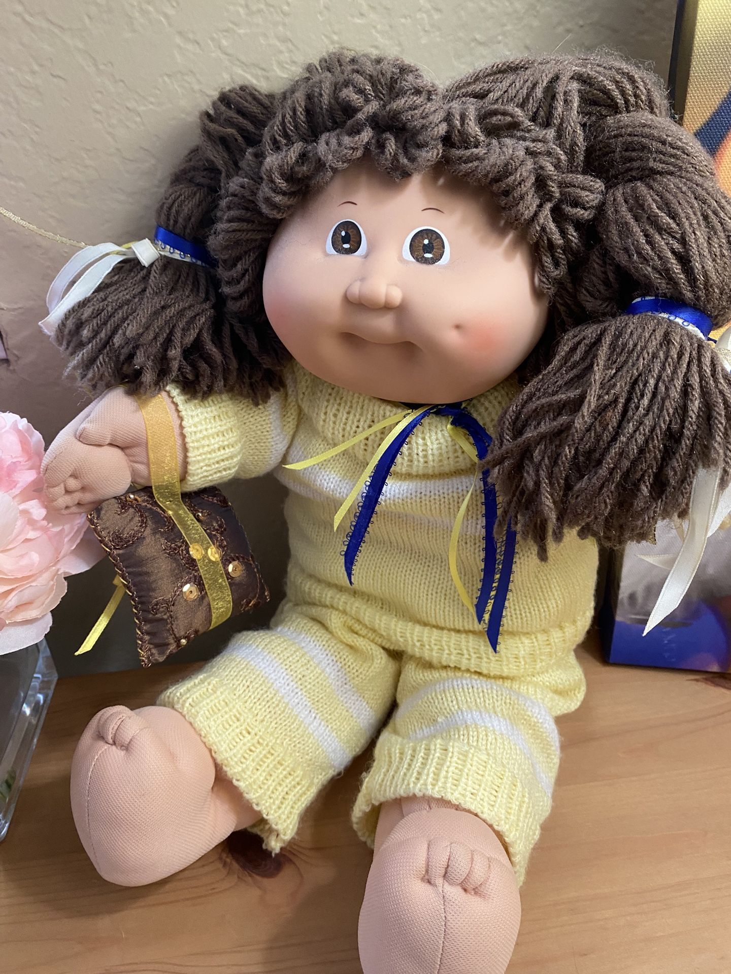 Cabbage Patch Doll Brown Hair Girl With Big Dimple