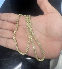 10k Gold Rope Chain 22” Necklace 10kt Oro Cadena 