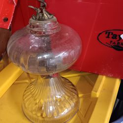 Antique Vintage Clear Glass Oil Lamp 