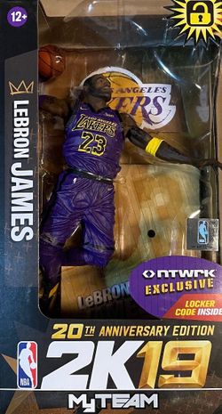 2018 McFarlane’s Toys LeBron James, 20th Anniversary Edition. 2K19, My TEAM.  NTWRK, Exclusive L.A. Lakers Purple Jersey. New. 🆕