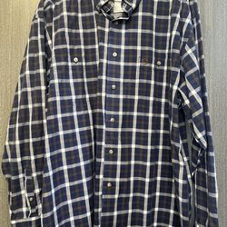 Wrangler George Strait Blued Plaid Button Up Long Sleeve Shirt Size XL
