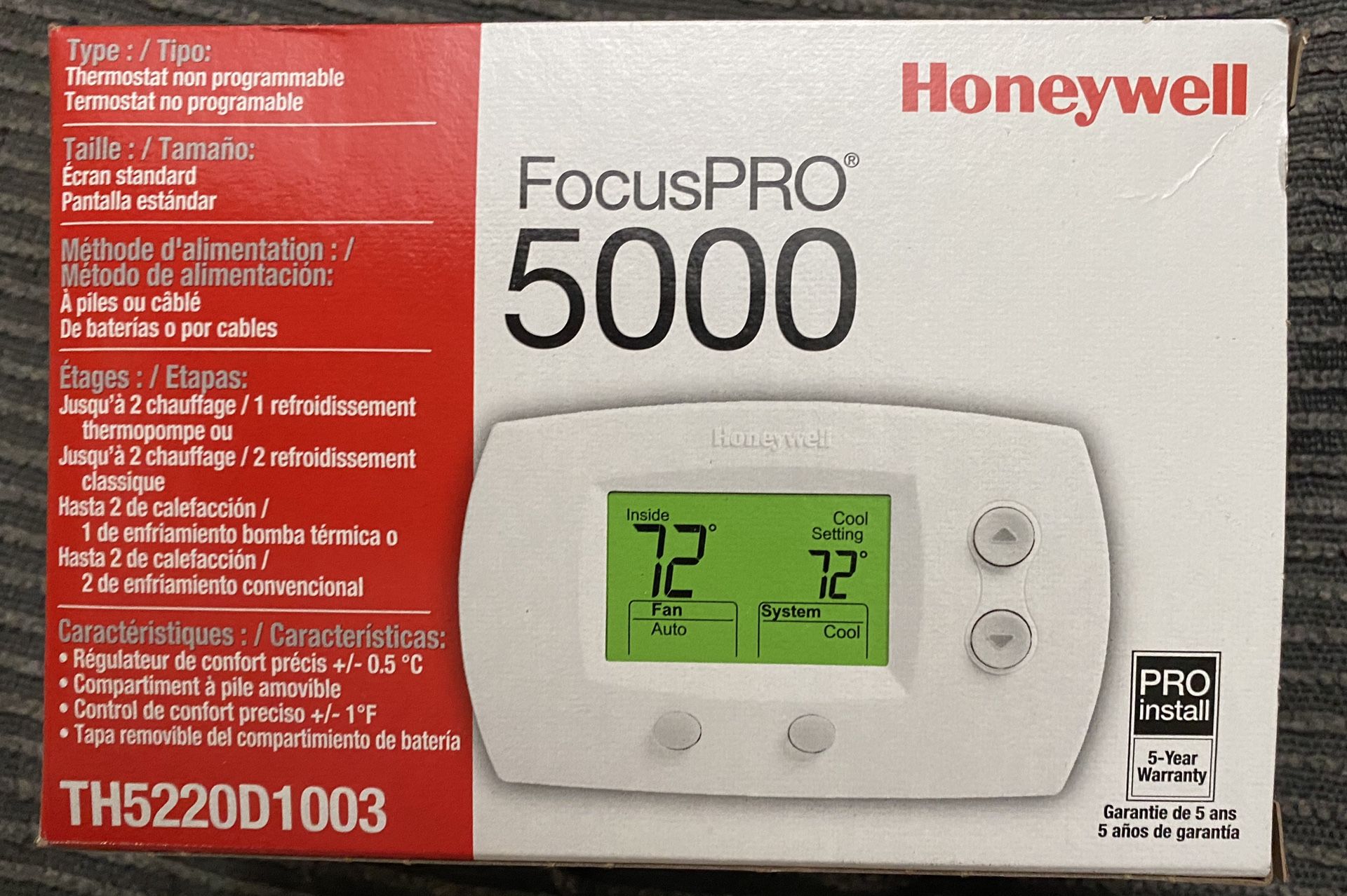 Focus Pro 5000 Honeywell Thermostat brand new