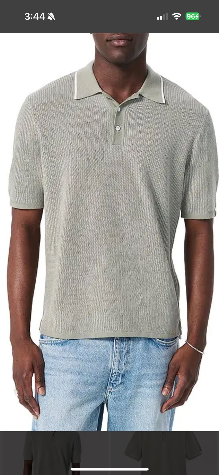 Rag & Bone Men’s Harvey Classic Knit Polo Shirt Sage Medium Brand New