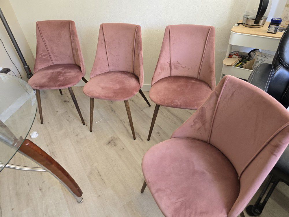 Pink Fabric Dining Chairs 