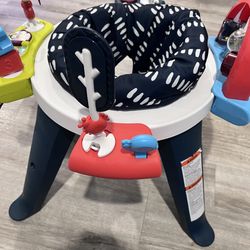 Fisher-Price 3-in-1 Spin & Sort Infant Activity Center and Toddler Play  Table, Navy Dashes- Unisex