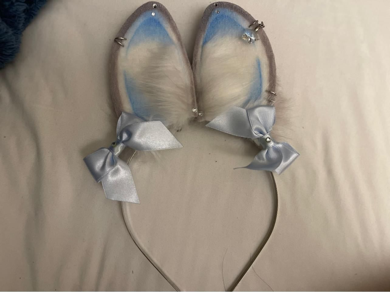 Punikoi Light Blue And Gray Bunny Ears