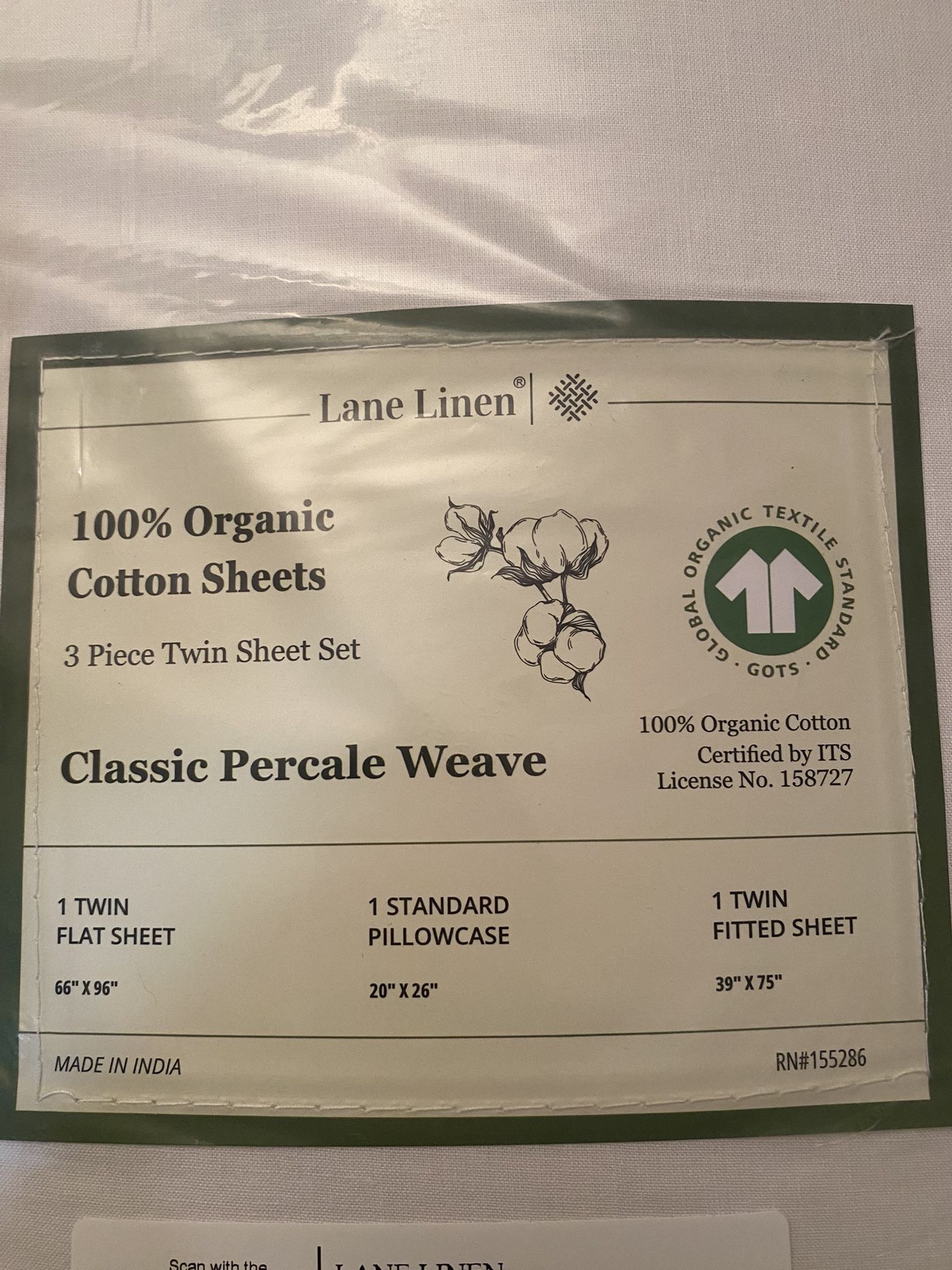 Twin Sheet Set - White Oraganic Cotton