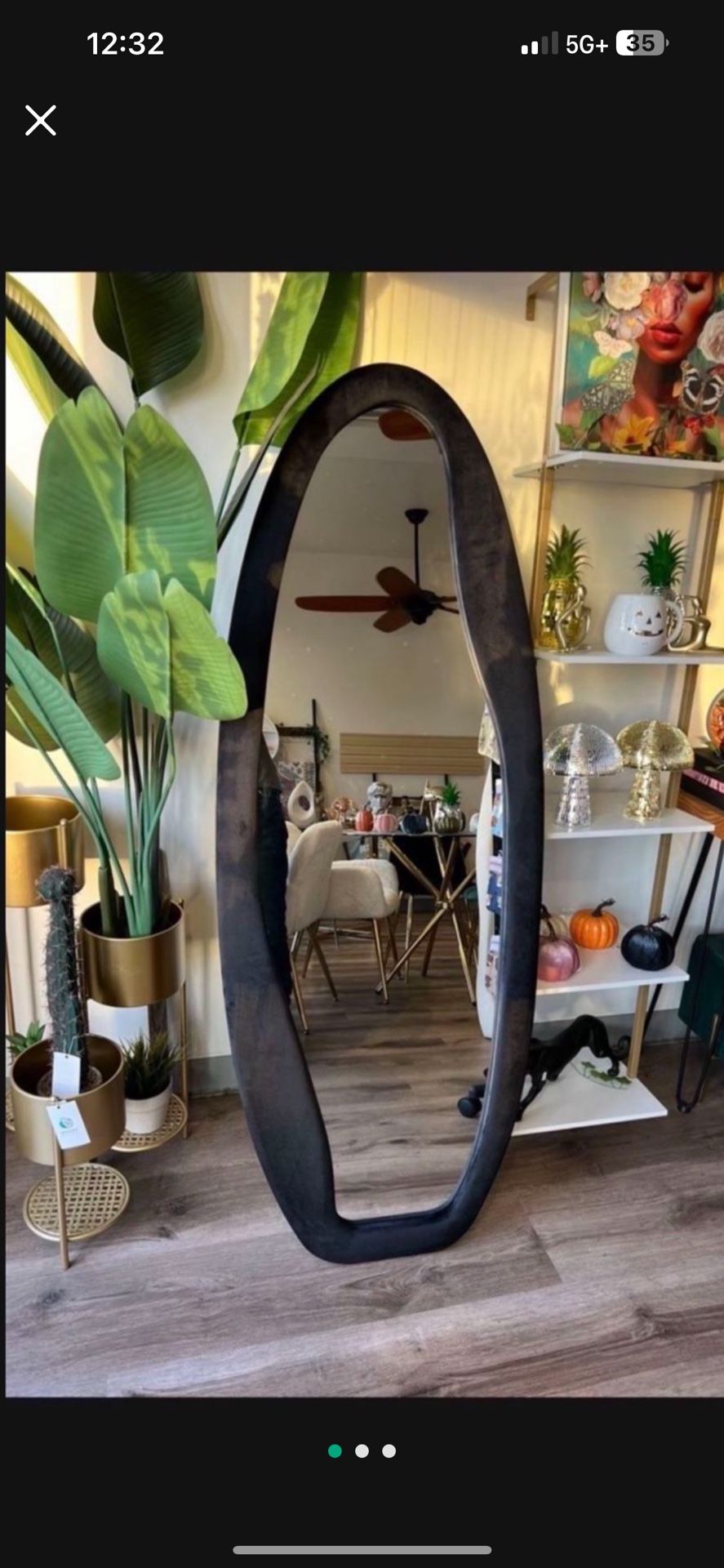 Black Boho Coastal Plush Velvet Mirror