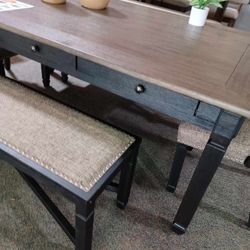 Tyler Creek Brown/Black Dining Room Set (Table, Chairs, Bench) /P