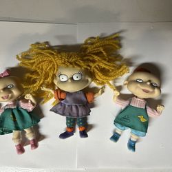 (3) 1997 Phil & Lil Twins and Angelica 4.5" Mattel Doll Rugrats Nickelodeon