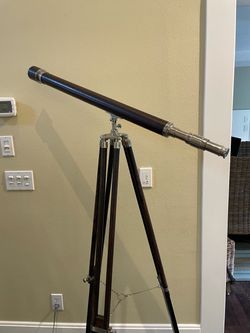 Pottery Barn Leather and Brass Telescope