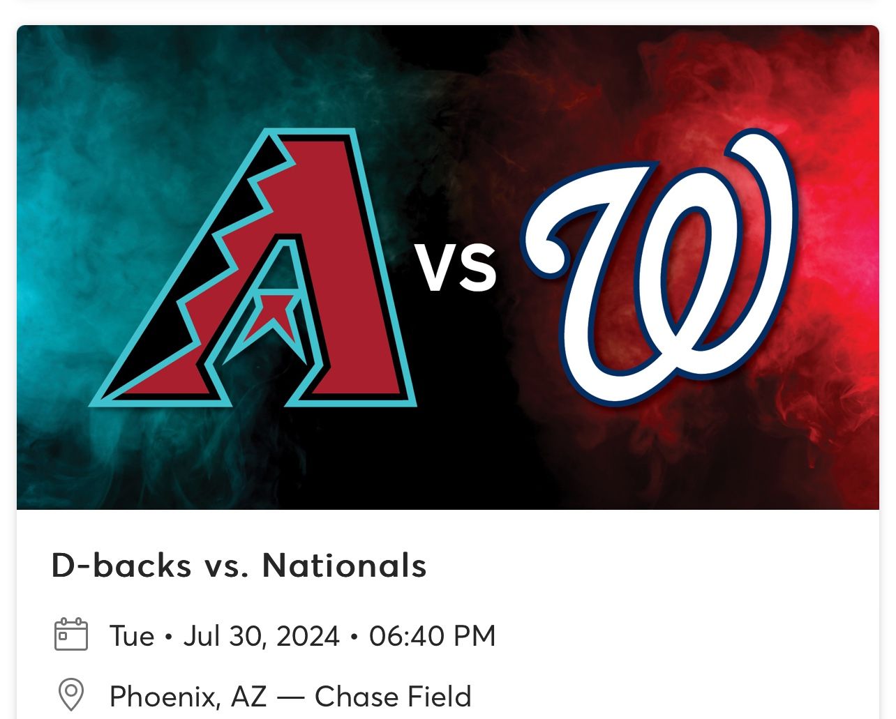 Arizona Diamondbacks vs Washington Nationals