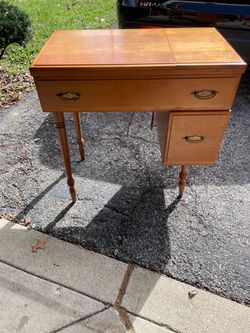Vintage Wood Sewing Machine Cabinet Table