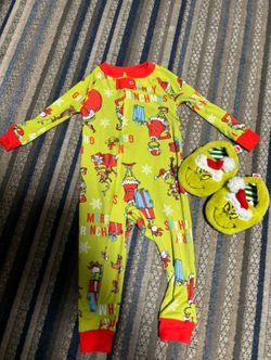 Christmas Grinch Slippers And Onesie 