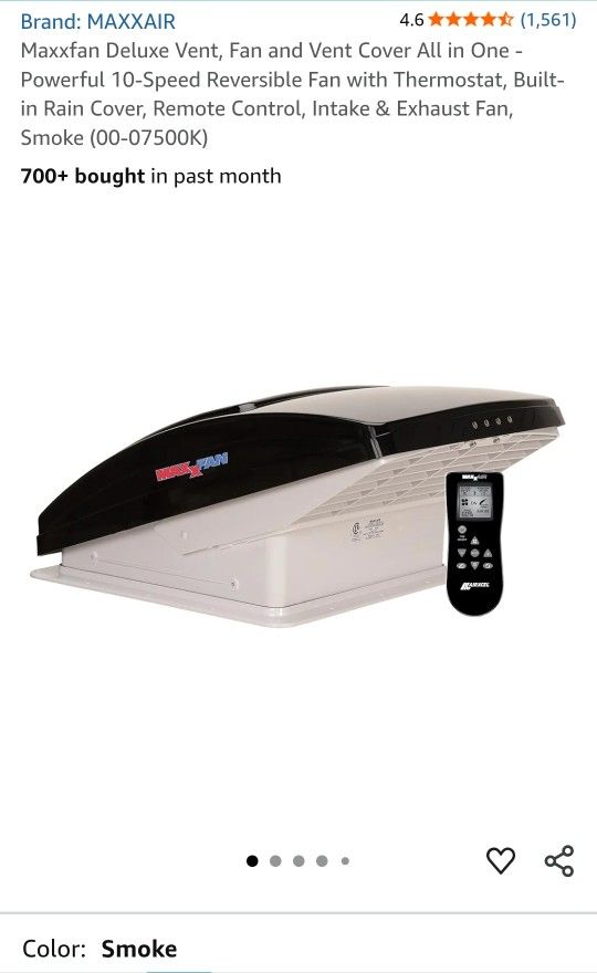 UNOPENED Maxxfan Deluxe Vent, Fan and Vent Cover All in One - Powerful 10-Speed Reversible Fan with Thermostat, Built-in Rain Cover, Remote Control