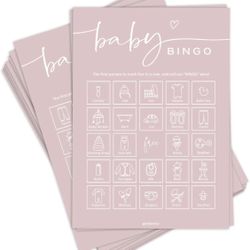 GardenCity Baby Shower Bingo Game for Girl, Pre-Filled Fun Baby Shower Activity, 50 Cards, Pink