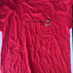 Disneyland Resort Shirt Women Red Mickey Embroidered Short Sleeve T Cotton Vintage