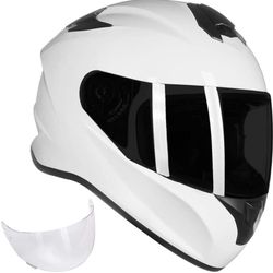 New White Dot Motorbike Full Face Helmet $100