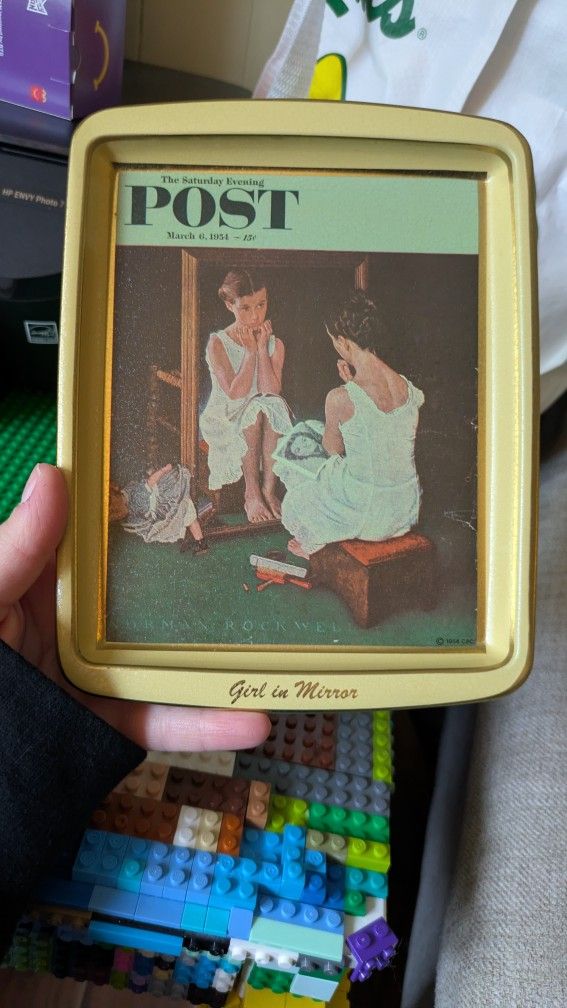 Norman Rockwell Girl In Mirror Tray 
