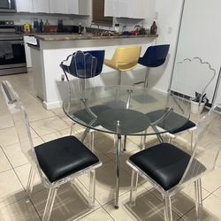 Modern Glass Dining Table Set – 5 Pieces