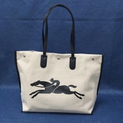 Longchamp Large Canvas Tote Shoulder Bag