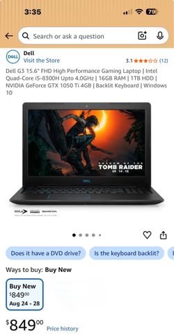💻 Dell G3 17.3” Gaming Laptop-i5 | 16GB RAM | GTX 1050 Ti | 1TB HDD | Windows 11 Home