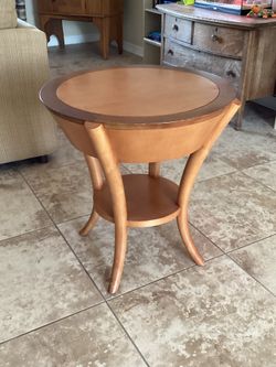 Round Unique Style End Table 25” H x 24” D  Wood