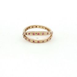 Ladies 14k Yellow Gold Red & Yellow Stone Double Band Ring Size 6.75 11058497