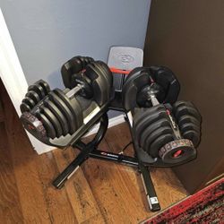 Bowflex-1090-Adjustable-Dumbbells-With-Rack-And-Bench