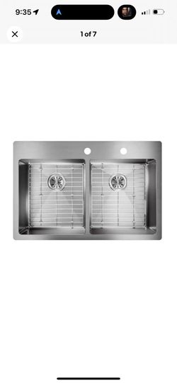 ElkayCrosstown Drop-In/Undermount Stainless Steel 33 in. 2-Hole Double Bowl Ki