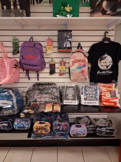 Duffle bags, waist pouch, blankets, socks