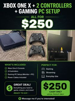 🎮 Xbox One X + 2 Controllers + PC — $250 OBO