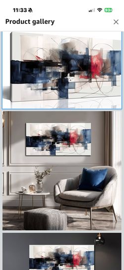 Abstract Canvas Wall Art for Living Room Bedroom Office Large Wall Art Decor Abstract Wall Art Modern Black Red and Blue Geometry Painting Artwork 20"