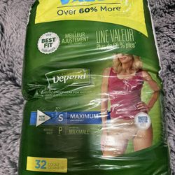 Depends Size Small 32 Count (Pick Up Only)